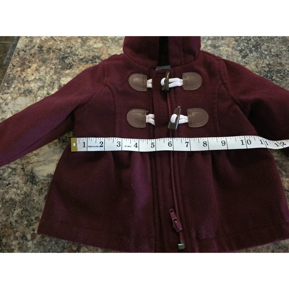 BABY GIRLS 3-6 MONTHS OLD NAVY BURGUNDY RED LINED HOODED WINTER COAT
